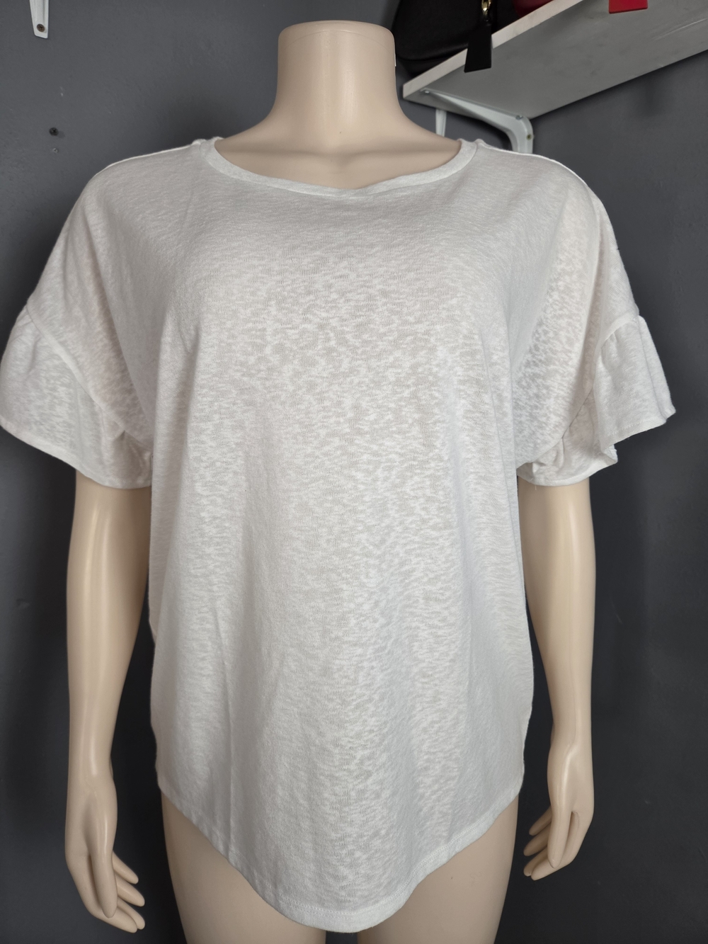 White Ruffle Sleeve Women's Top